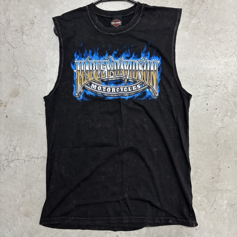 Harley Davidson Scottsdale Arizona Blue Flames Tank Top Tee Men's Medium